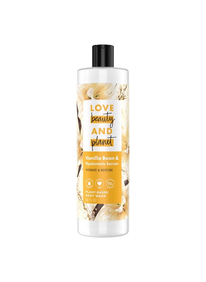 لاف بيوتي أند بلانيت غسول الجسم النباتي من Love Beauty and Planet لترطيب البشرة وتجديدها، سيروم الفانيليا وحمض الهيالورونيك، خالٍ من الكبريتات، خالٍ من القسوة، مستخلص طبيعي بنسبة 92%، 20 أونصة  - Image 1