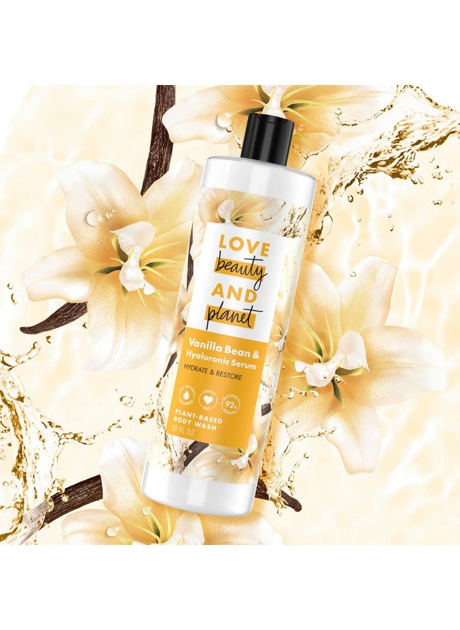 لاف بيوتي أند بلانيت غسول الجسم النباتي من Love Beauty and Planet لترطيب البشرة وتجديدها، سيروم الفانيليا وحمض الهيالورونيك، خالٍ من الكبريتات، خالٍ من القسوة، مستخلص طبيعي بنسبة 92%، 20 أونصة  - Image 2