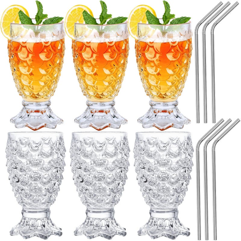 INFTYLE 7 oz Cocktail Glasses Set of 6 Unique Pineapple TiKi Glass Creative Drinking Glasses Suitable for Cocktail, - Image 2