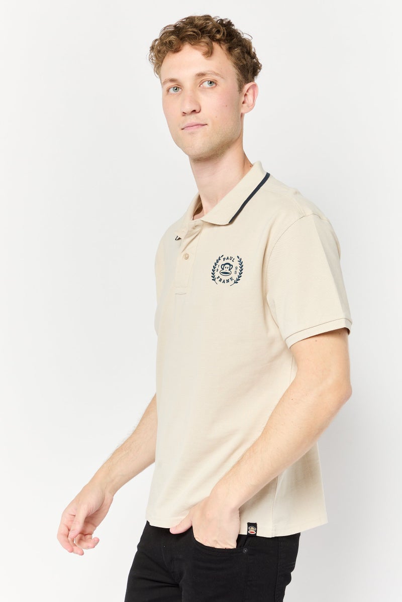 Paul Frank Men Regular Fit Graphic Print Short Sleeves Polo Shirt , Beige - Image 3