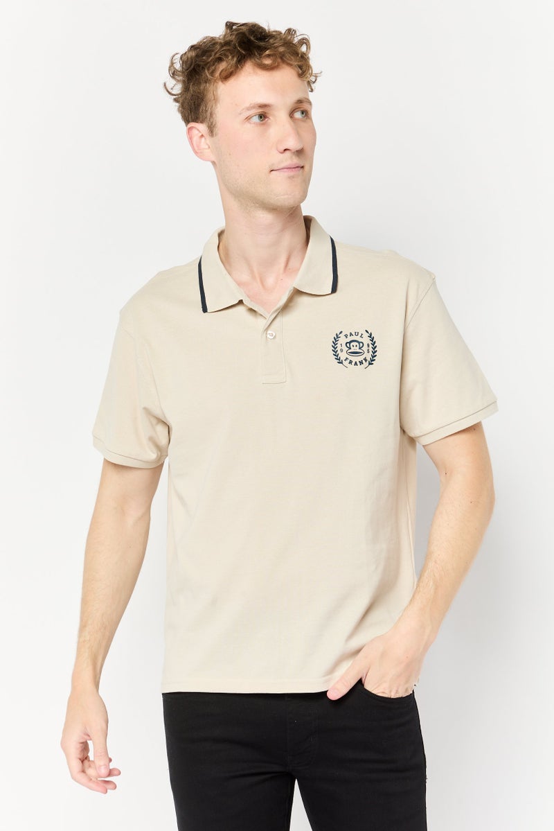 Paul Frank Men Regular Fit Graphic Print Short Sleeves Polo Shirt , Beige - Image 1