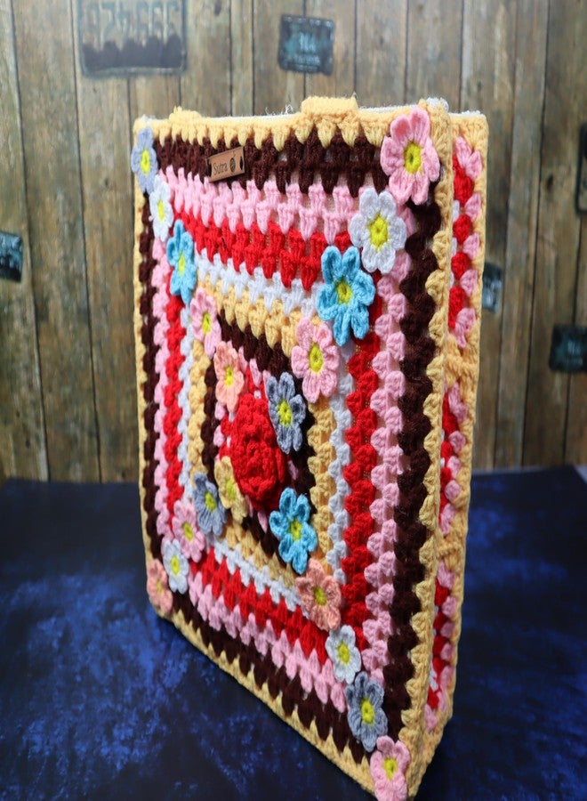 Sutra Handmade Wool Crochet Peach Handle Floral Tote Bag | Boho Shoulder Purse | Eco-Friendly Reusable Tote Bag | Summer Beach Handbag for Women Girls - Image 4