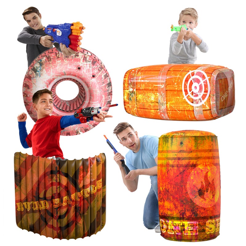 Skywin Inflatable Battle Bunkers  4 Piece Obstacle Set for Play Combat and Laser Tag Orange - Image 2