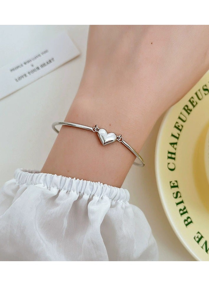 Goolsky Silver Heart Bracelet – Korean Minimalist Dainty Jewelry for Women | Summer Elegant Gift - Image 4