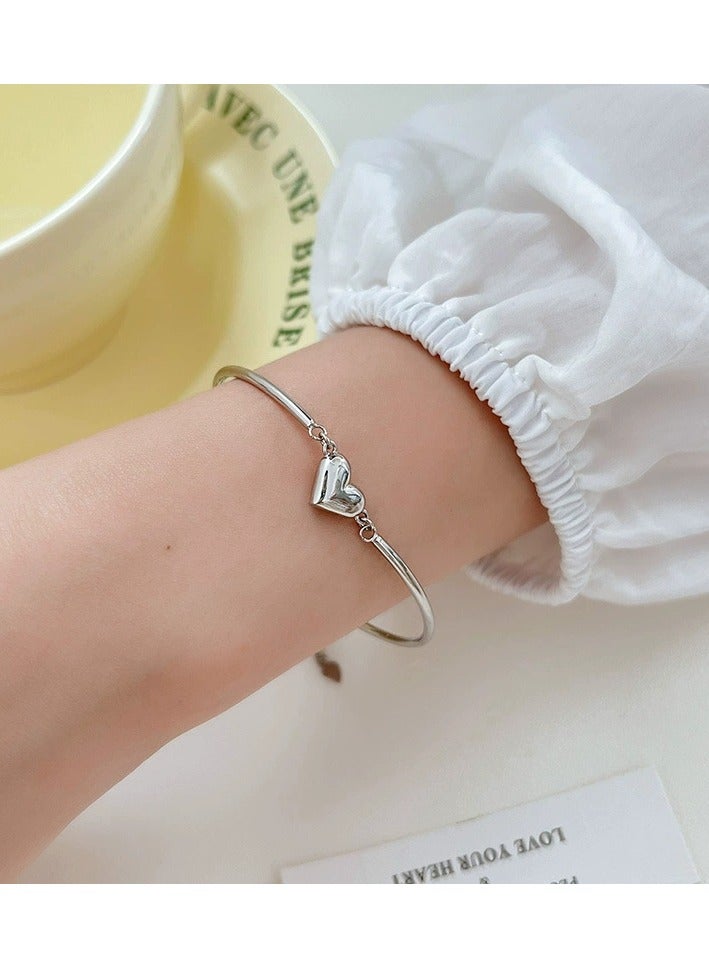 Goolsky Silver Heart Bracelet – Korean Minimalist Dainty Jewelry for Women | Summer Elegant Gift - Image 5
