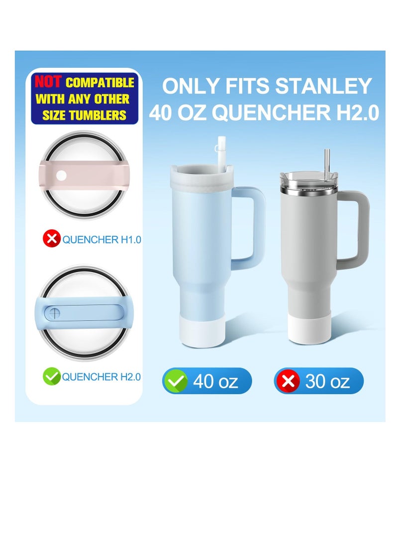 Generic Lid Topper and Straw Cover Cap for Stanley 40 oz, 4 PCS Accessories for Stanley Cup with Handle Quencher H2.0, Include Leak Stopper, Spill Stopper, Dust Proof Cup Accessories Set, White - Image 5
