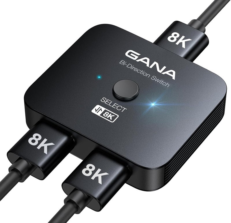 جانا مفتاح HDMI 2.1، 8K@60Hz، 4K@120Hz، 48 جيجابت في الثانية، ثنائي الاتجاه 2 مدخل و1 مخرج، متوافق مع PS5/4، Xbox، Roku، Apple TV، Fire Stick - Image 1