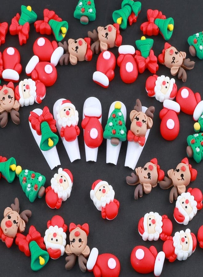 JALIYA 20pcs Christmas Nail Charms 3D Christmas Nail Art Charms Cartoon Santa Claus Elk Xmas Tree Gloves Bells Nail Designs Kawaii Charms for Nails Resin Nail Accessories for Women Nail Supplies Nail Decor - Image 3