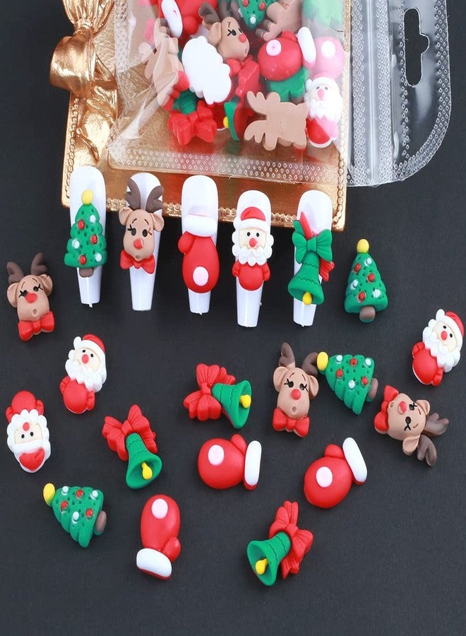 JALIYA 20pcs Christmas Nail Charms 3D Christmas Nail Art Charms Cartoon Santa Claus Elk Xmas Tree Gloves Bells Nail Designs Kawaii Charms for Nails Resin Nail Accessories for Women Nail Supplies Nail Decor - Image 4