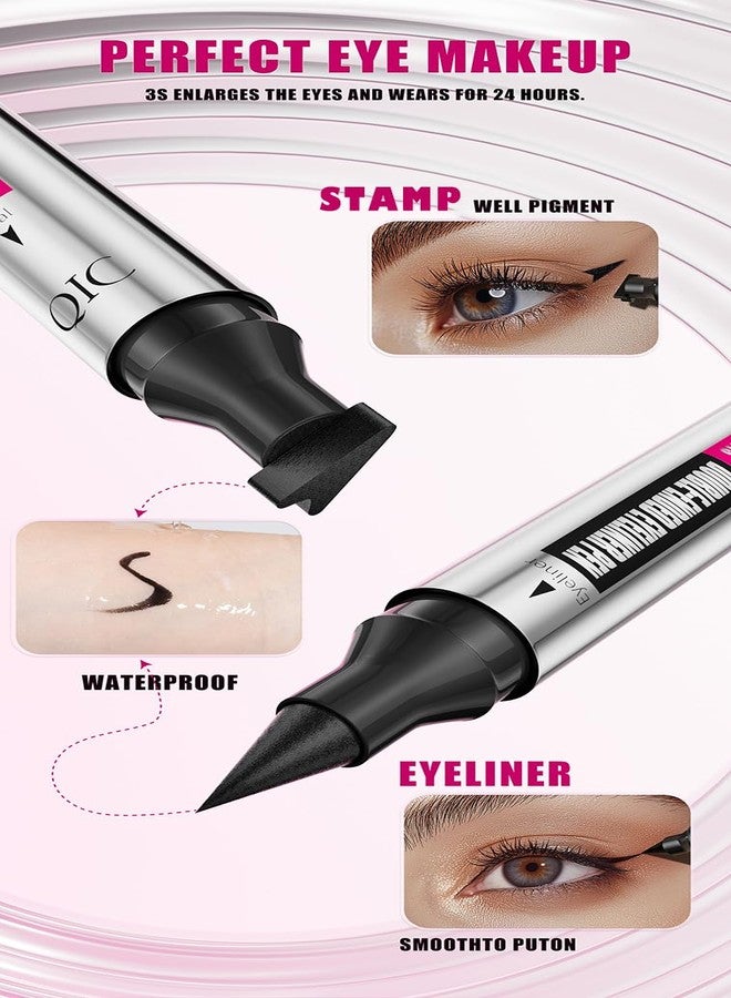 Linble Left & Right Winged Cat Eyeliner Stamp - Dual Ended Black Wing Liner Tool, Long Lasting Liquid Eye Makeup Pen for Women (10mm) - Image 3