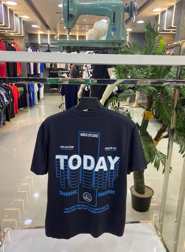 BLUE MAX COTTON Men's Round T-shirt printed  - Image 2