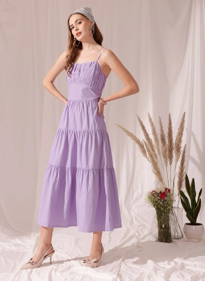 STREET 9 Lavender Fit & Flare Cotton Dress for Women