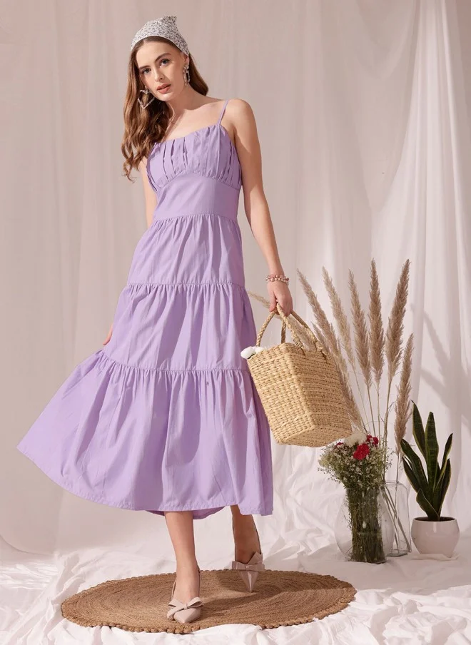 STREET 9 Lavender Fit & Flare Cotton Dress for Women