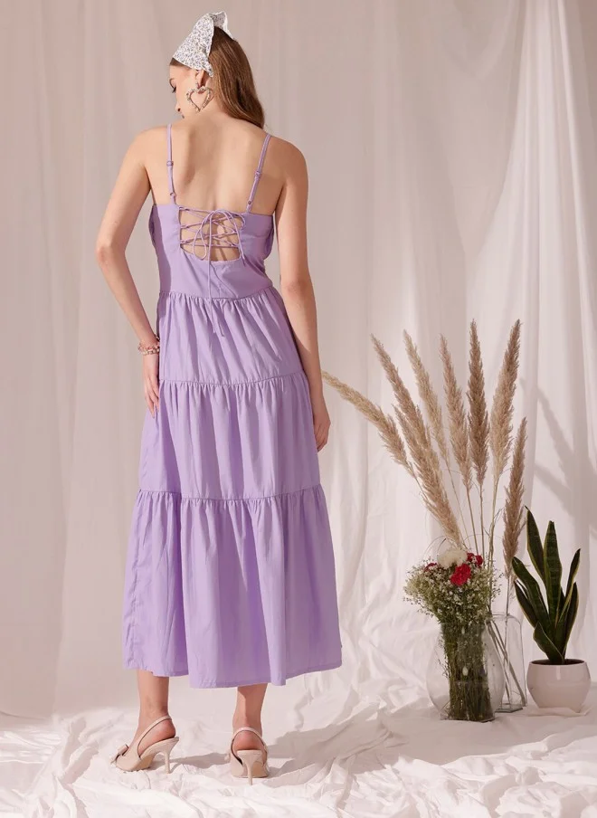 STREET 9 Lavender Fit & Flare Cotton Dress for Women
