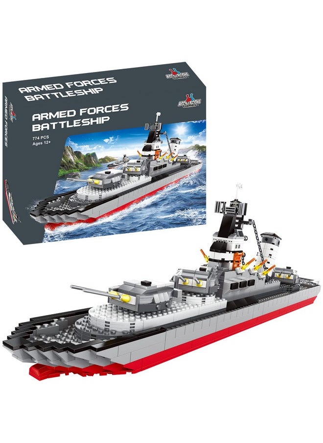 Apostrophe Games Apostrophe Games Navy Battleship Building Block Set (774 Pieces), Military Building Blocks  - Image 1