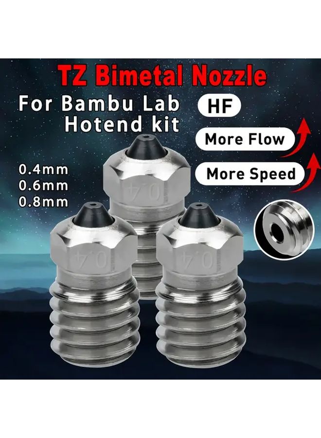 فوهة فولاذية صلبة ثنائية المعدن 0.8 مم لمجموعة طابعة Bambu Lab Hotend Kit لأجزاء الطابعة ثلاثية الأبعاد X1C - Image 1