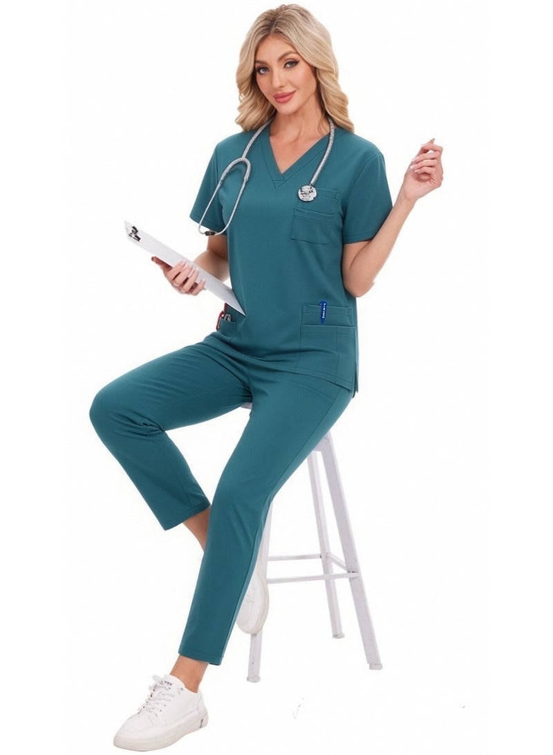 Joychic Womens Men Medical Scrubs Set Unisex Scrub Top and Scrub Pant Set Medical Uniform Scrubs Medical Uniform Set - Image 1