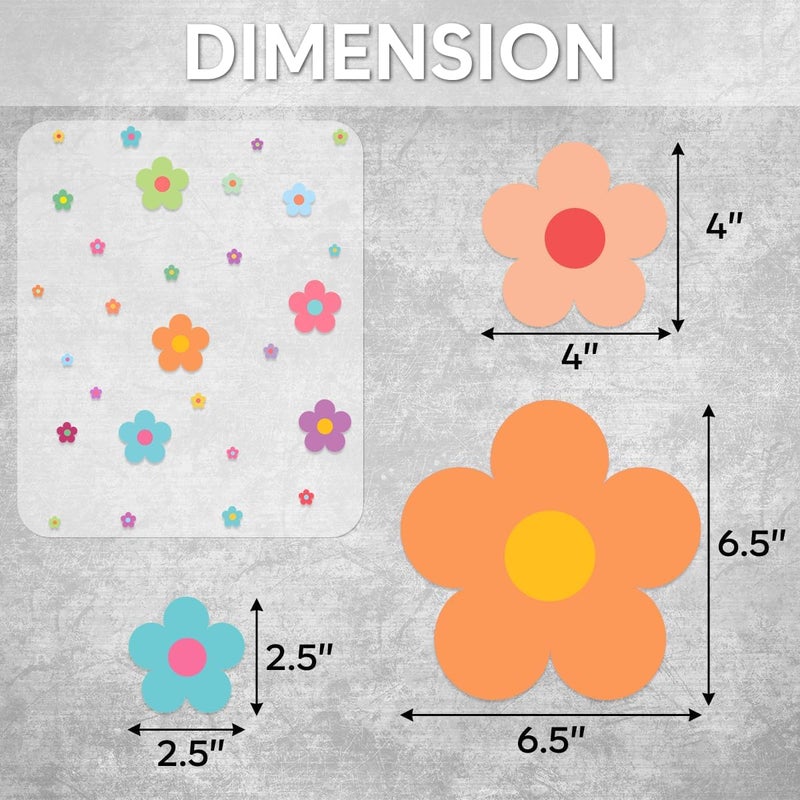 RABOWA Pack 32 Sheets Colorful Flower Wall Sticker for Girls Room Kids Bedroom Classroom Playroom Cute Stickers Waterproof Vinyl Decals Home Accessories School Supplies Party Decorations - Image 2