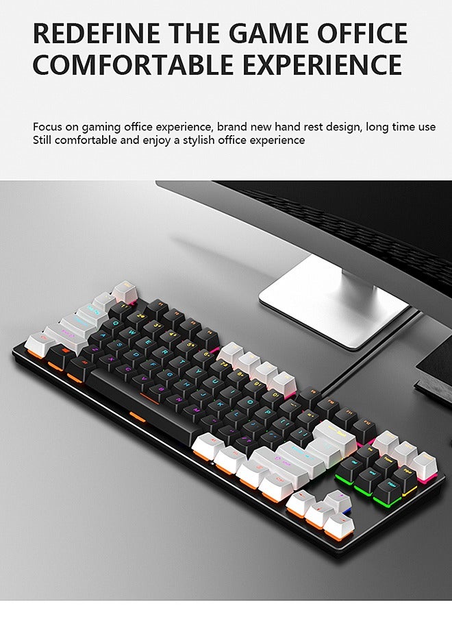 LEAVEN 87-Key Wired Keyboard - Blue Switch - Mechanical Keyboard - Gaming Keyboard - Office Keyboard - RGB Lighting Effect - Computer Keyboard - Image 4
