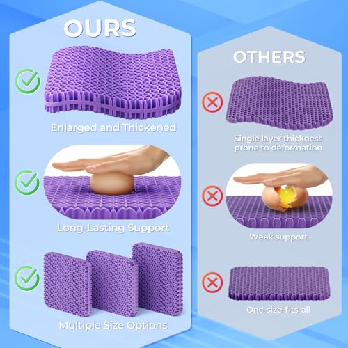 TushGuard Gel Seat Cushion for Long Sitting, Enlarged & Thickened Patent Design Office Chair Seat Cushion, Breathable Cooling Pads for Chairs, Soft Car Cushions for Wheelchair(Large, Black) - Image 5