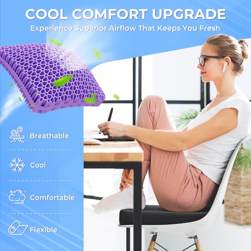 TushGuard Gel Seat Cushion for Long Sitting, Enlarged & Thickened Patent Design Office Chair Seat Cushion, Breathable Cooling Pads for Chairs, Soft Car Cushions for Wheelchair(Large, Black) - Image 2