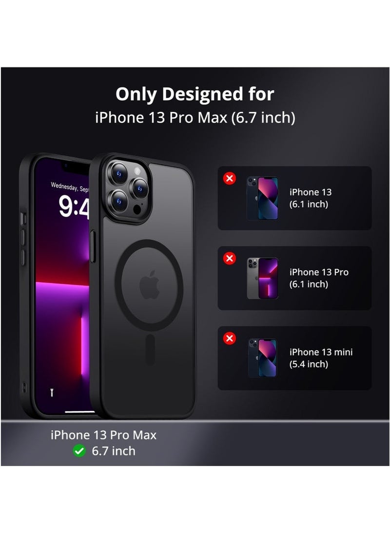 INFOSUN iPhone 13 Pro Max MagSafe Case Cover Slim thin Anti-Yellow Shockproof Protection Hard Scratch-Resistant Back Grade Clear Case for Apple iPhone 13 Pro Max - Black - Image 5