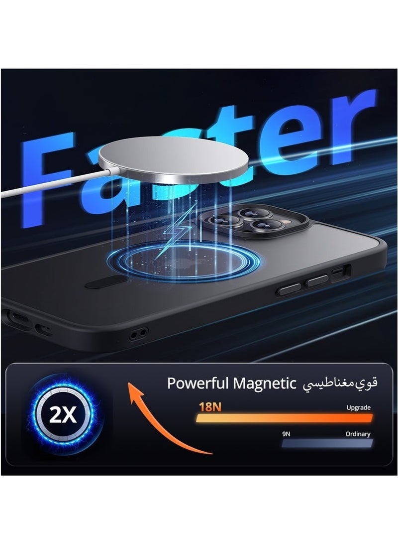 INFOSUN iPhone 13 Pro Max MagSafe Case Cover Slim thin Anti-Yellow Shockproof Protection Hard Scratch-Resistant Back Grade Clear Case for Apple iPhone 13 Pro Max - Black - Image 3