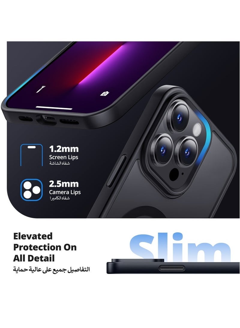 INFOSUN iPhone 13 Pro Max MagSafe Case Cover Slim thin Anti-Yellow Shockproof Protection Hard Scratch-Resistant Back Grade Clear Case for Apple iPhone 13 Pro Max - Black - Image 2