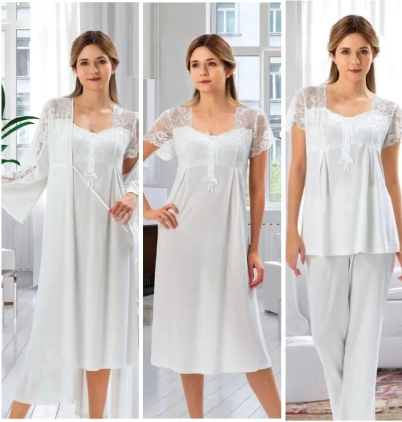 دوشيس 42008 Maternity 4-Piece Pajamas Nightgown Dressing Gown Tk
