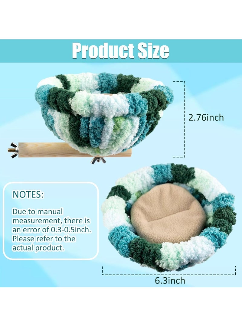 Bird Nest Winter Warm Hanging Hammock House Bed, Plush Fluffy Bird Hut, Parrot Snuggle Perches Bird Toy for Parakeet Budgie Cockatiel Lovebird Hamster Cockatoo Conure Cage Accessories (Blue) - Image 5