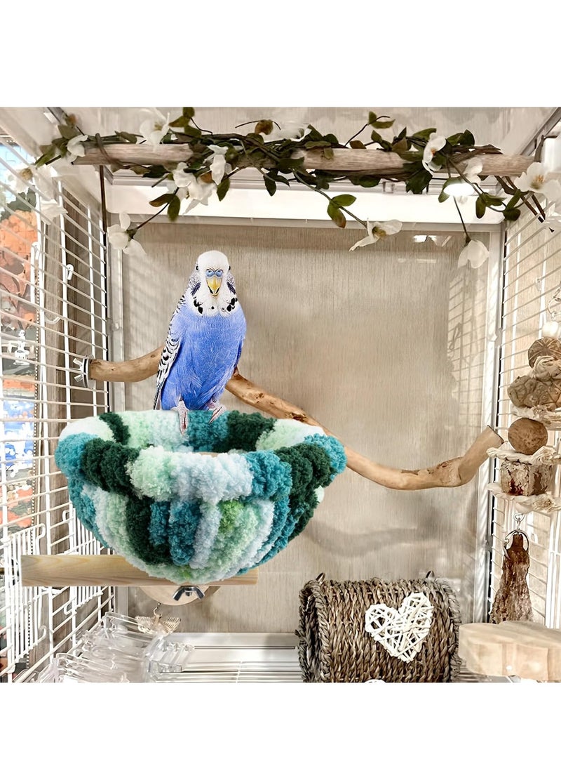 Bird Nest Winter Warm Hanging Hammock House Bed, Plush Fluffy Bird Hut, Parrot Snuggle Perches Bird Toy for Parakeet Budgie Cockatiel Lovebird Hamster Cockatoo Conure Cage Accessories (Blue) - Image 2