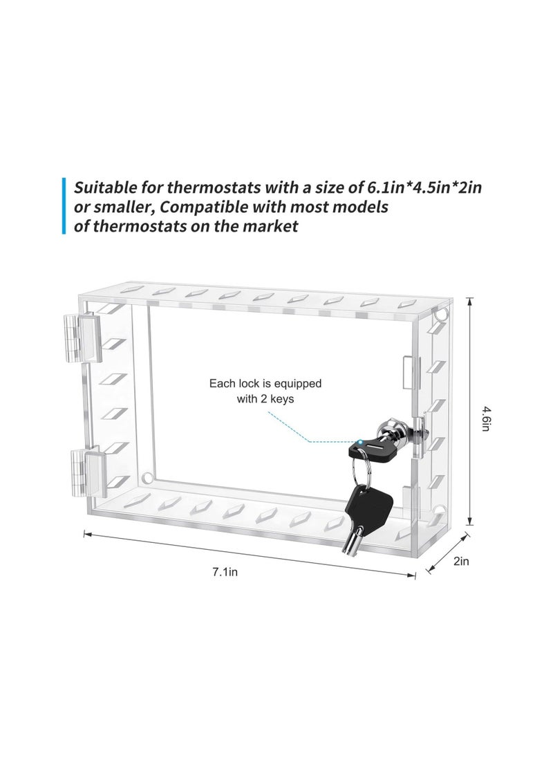 Universal Thermostat Lock Box with Key, Clear Thermostat Guard for Thermostat on Wall, Thermostat Cover with Lock Fits Thermostats 7H x 4.5W inches or Smaller (1 Set)
