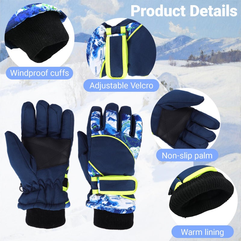 XuoAz Kids Winter Ski Gloves Waterproof Snow Gloves Non Slip Warm Snowboard Mittens for Boys Girls (for 4-7 Years) - Image 3