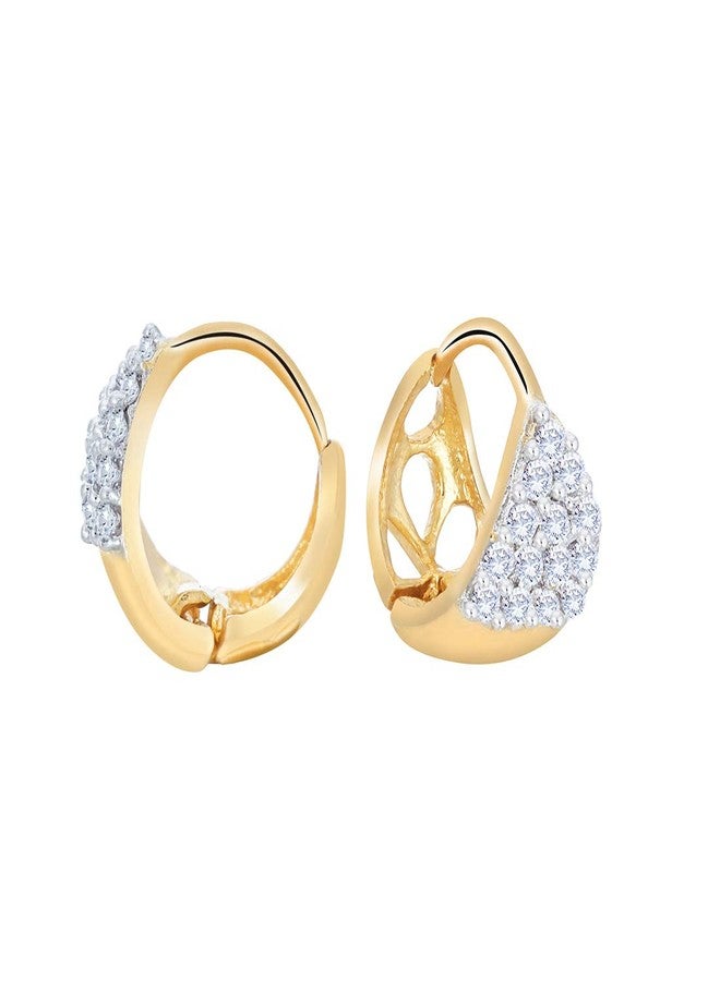 KENNICE Gold-Plated White American Diamond Studded Hoop Earrings Jewellery For Girls & Women - Image 2