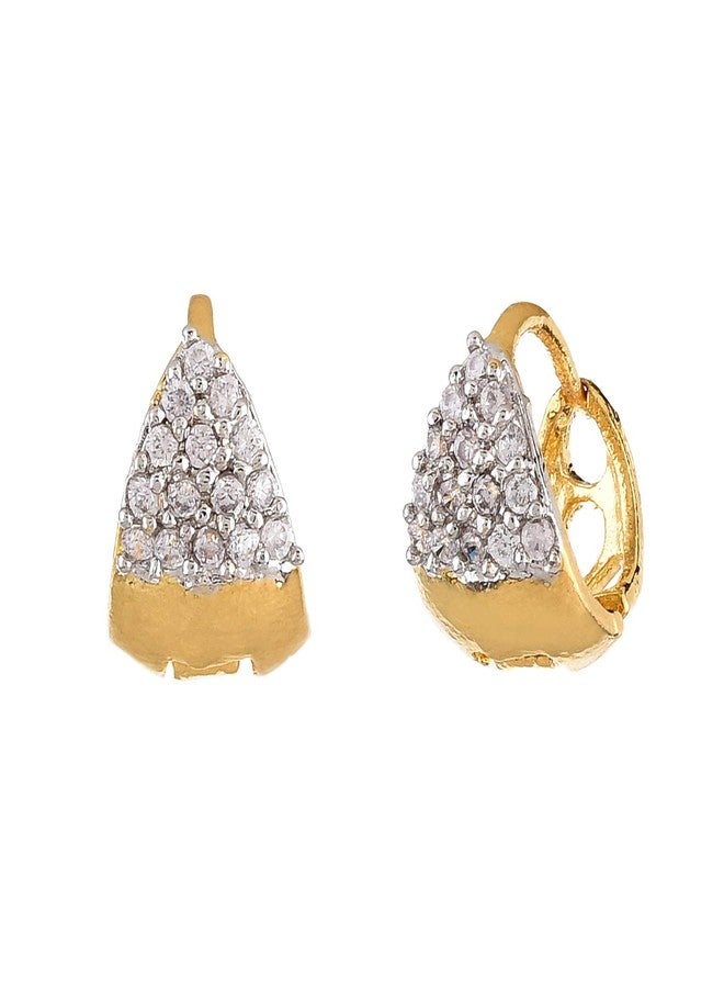 KENNICE Gold-Plated White American Diamond Studded Hoop Earrings Jewellery For Girls & Women - Image 4