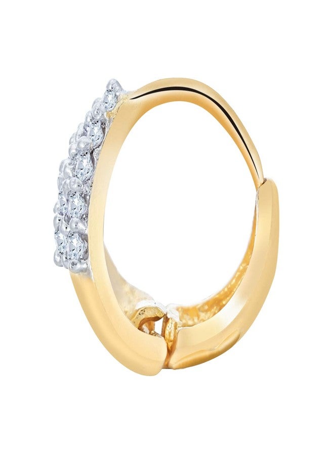 KENNICE Gold-Plated White American Diamond Studded Hoop Earrings Jewellery For Girls & Women - Image 3