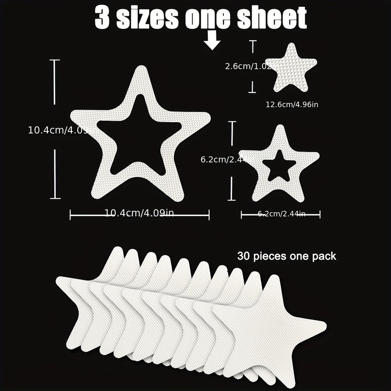 White Star Shaped Non Slip Vinyl Stickers for Bathtub Safety Tape Pads 30pcs - Image 3