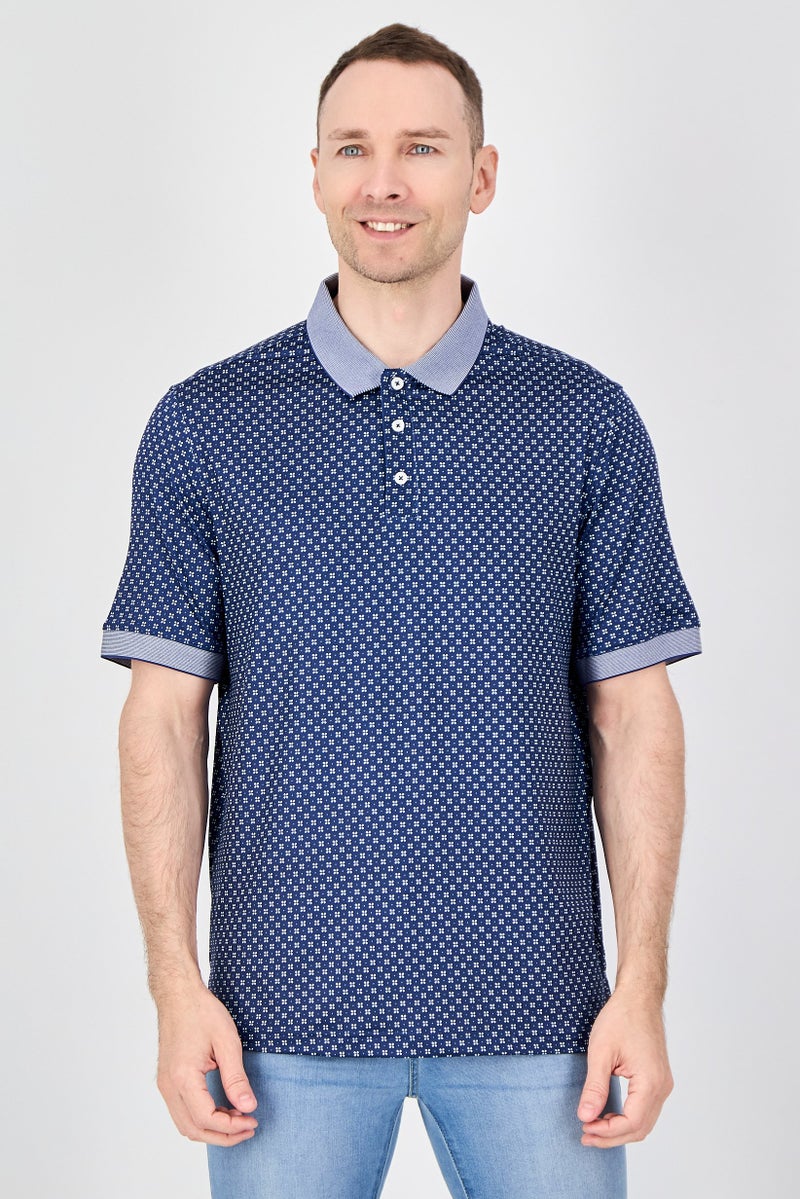 Thomas Sterling Men Performance Fit Short Sleeve Outdoor Polo Shirt, Navy Blue - Image 1