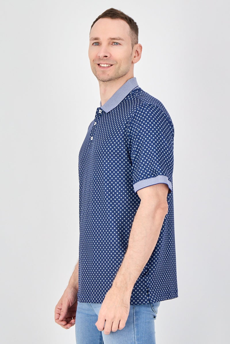 Thomas Sterling Men Performance Fit Short Sleeve Outdoor Polo Shirt, Navy Blue - Image 2