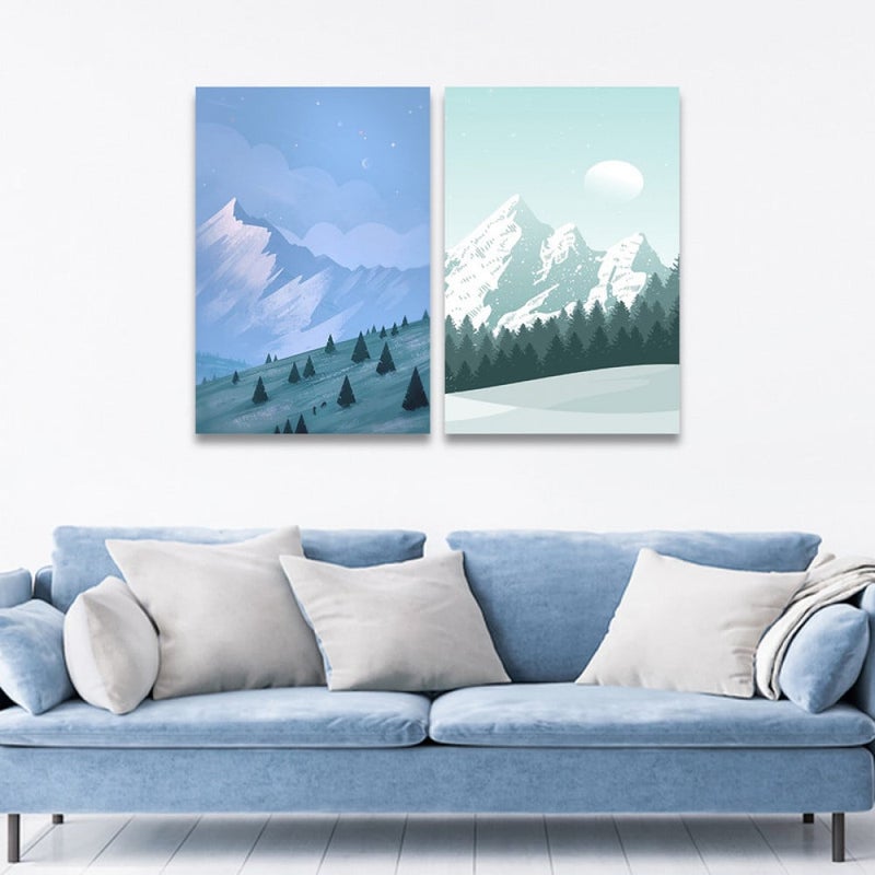 ماركتنا لوحة قماشية ثنائية بتصميم جبل بمقاس اجمالي 80×60 سم - Image 1