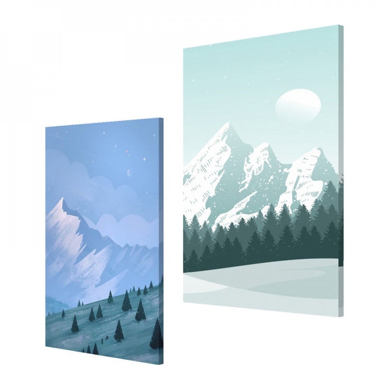ماركتنا لوحة قماشية ثنائية بتصميم جبل بمقاس اجمالي 80×60 سم - Image 2
