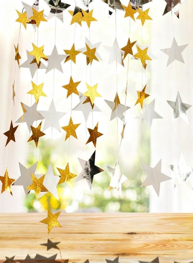 قطعتان من زينة الحائط على شكل نجمة ذهبية، ارتفاع كل منهما 4 أمتار، مناسبة لحفلات الزفاف والمهرجانات وديكورات المنزل والحديقة. نجوم ذهبية كبيرة. - Image 5