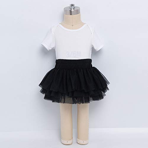 Anbaby Baby Girls Soft Tutu Skirt Toddler Ruffled Pants Diaper Cover Black 0-3M - Image 3