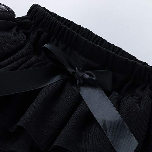 Anbaby Baby Girls Soft Tutu Skirt Toddler Ruffled Pants Diaper Cover Black 0-3M - Image 4