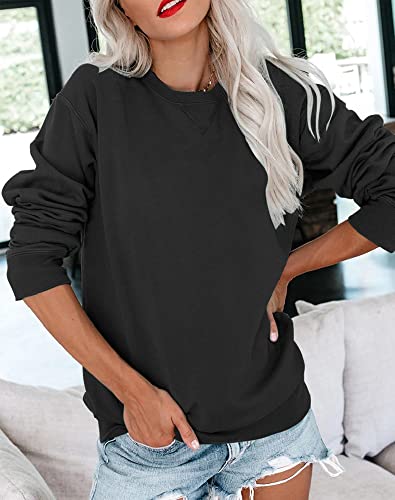 Bingerlily Womens Casual Long Sleeve Sweatshirt Crew Neck Cute Pullover Relaxed Fit Tops (Black,XX-Large) - Image 2