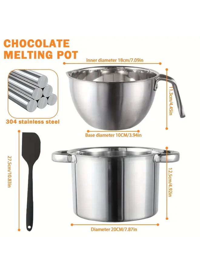 Stainless Steel Chocolate Melting Pot Set Handmade Wax Melter Butter Heating Pan Waterproof Easy Clean Christmas New Year Gift - Image 3