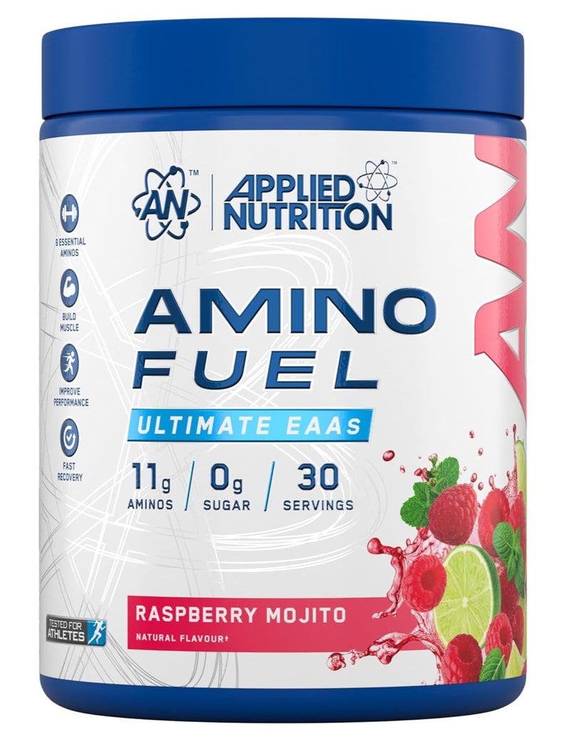 Amino Fuel - Amino Acids Supplement, EAA Essential Amino Acids Powder, Muscle Fuel & Recovery (390g - 30 Servings) (Raspberry Mojito)