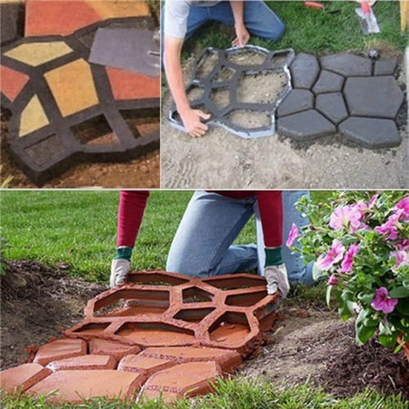 VanSmaGo Walk Maker Pathmate Stone Moldings Paving Pavement Concrete Molds Stepping Stone Paver Walk Way Mold for Patio Lawn  GardenBig Size169 x 169 x 16 inch 