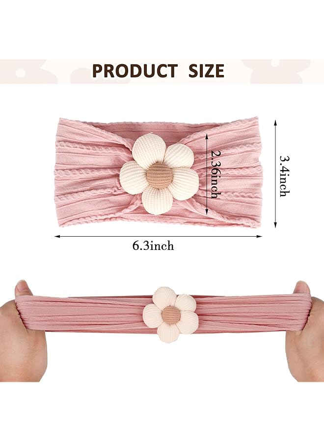 erorex 3 Pcs Baby Flower Headbands Baby Girls Nylon Headbands Soft Hairbands Hair Accessories For Newborn - Image 2