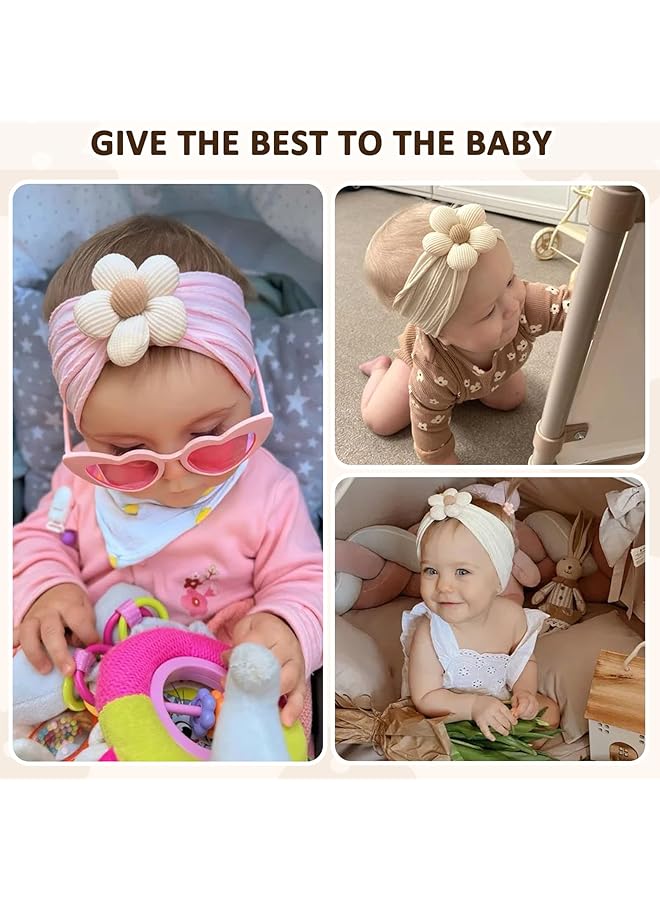 erorex 3 Pcs Baby Flower Headbands Baby Girls Nylon Headbands Soft Hairbands Hair Accessories For Newborn - Image 3